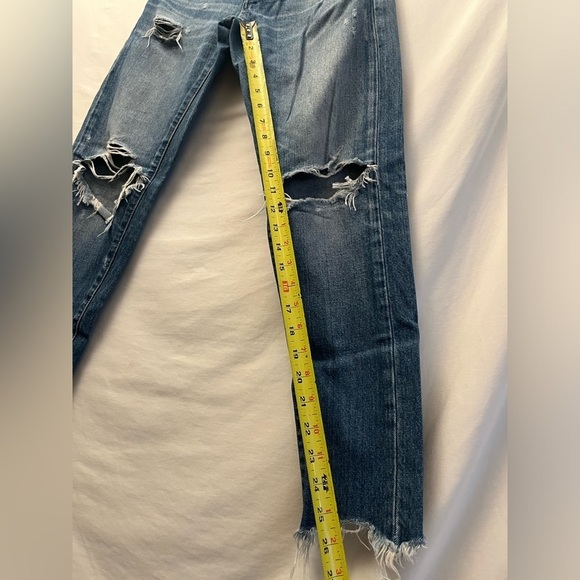 MOUSSY VINTAGE PREMIUM JAPANESE DARK BLUE WASHED DISTRESSED DENIM JEANS 24 - Picture 6 of 11